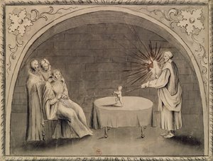 Michel de Nostradame und Catherine de Medici, 1559 von French School