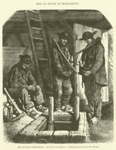 Bitumengrube von Bechelbronn, Das Gebet der Bergleute (Gravur)