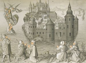 Wunder der Jungfrau Maria, die Pilger am Mont Saint-Michel rettet von French School