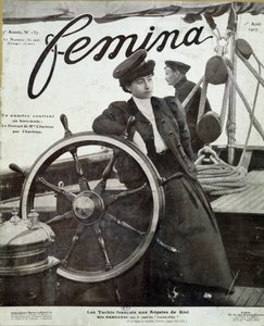 Miss Mabilleau auf der Brücke der Yacht „Louise-Alice“ bei der Kieler Regatta - in „Femina“ vom 01.08.1907 von French School