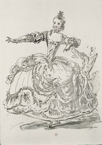 Miss Puvigne als Die Lebende Statue, in Pigmalion, einem Libretto von Lamotte, komponiert von Jean-Philippe Rameau, 1748 (Farbstich)