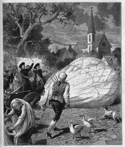 Der aerostatische Ballon von Monsieur de Montgolfier fiel am 27. August in Gonesse (Val-d