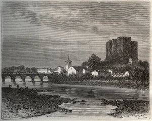 Montrond-les-Bains, Département Loire in der Region Rhône-Alpes - Gravur in „La France illustrée: Geographie, Geschichte, statistische Verwaltung“ von V.-A. Malt-Brown. 1884