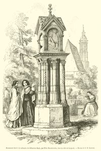 Denkmal errichtet zum Gedenken an Sebastian Bach (Gravur) von French School