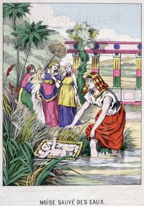 Moses aus den Wassern gerettet - in „Leben des Moses“, ed. Olivier Pinot, Epinal, Ende des 19. Jahrhunderts von French School