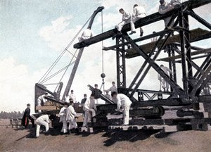 Montage einer Eisenbahnbrücke - in „Militärisches Album - Genie“
