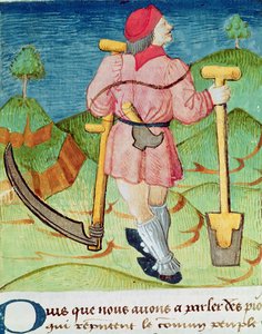 Ms.3066 fol.39v Der Arbeiter, aus Le Livre des echecs moralises, von Jacques de Cessoles von French School