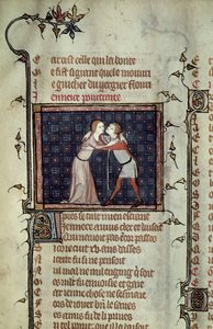Ms 1126 fol.8r Jugend und Liebe umarmend, aus Le Roman de la Rose von Guillaume de Loris und Jean de Meung von French School