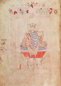 Ms. 1215 t.3 fol.13v König David in Majestät im Zentrum von Jerusalem, 1109