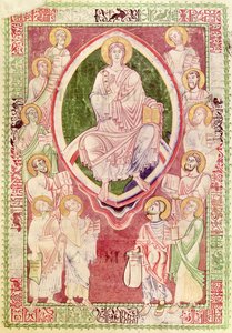 Ms 132 fol.2r Christus mit den zwölf kleinen Propheten, aus Explanatio in Prophetas et Ecclesiasten von St. Jerome, aus der Abtei Citeaux von French School