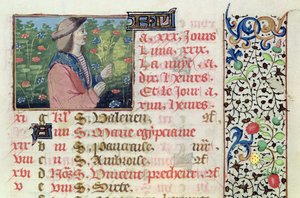 Ms 134 April: Blumen pflücken, aus einem Stundenbuch von French School