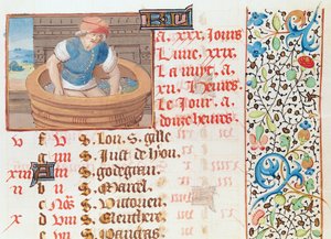 Ms 134 September: Trauben stampfen, aus einem Stundenbuch von French School