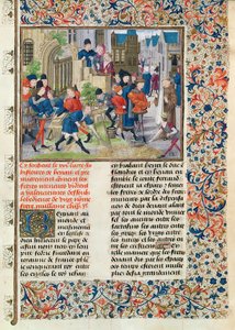 Grundsteinlegung des Klosters der Minderbrüder in Valenciennes, aus der Histoire des Nobles Princes de Hainaut von Jacques de Guise von French School