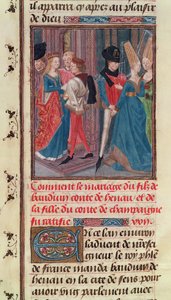 Ms 149 t.3 fol.105 Hochzeit von Balduin VI. und Marie, Tochter des Grafen von Champagne, aus der Histoire des Nobles Princes de Hainaut, von Jacques de Guise von French School