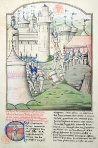 Ms 1560 Eroberung Jerusalems im Jahr 1099 durch Gottfried von Bouillon und die Kreuzfahrer während des Ersten Kreuzzugs, Miniatur aus Fleur des Histoires