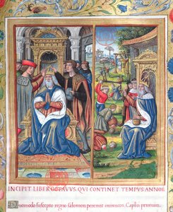 Ms. 1581 f. 154 Illustration aus Buch VIII (Vom Tod Davids bis zum Tod Ahabs), Kapitel 1 der Antiquitates Judaicae von Flavius Josephus von French School