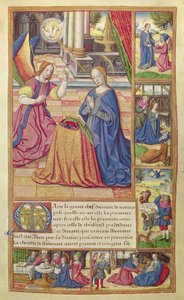 Ms 17 fol.2 Die Verkündigung und die Kindheit Christi, aus Vie des Femmes Celebres, ca. 1505