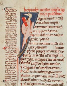 Ms 2046 fol.438 Ein Vogel hält ein Buch von Gilles de Corbeil (1165-1222) aus 