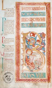 Ms 232 f.3v Historisierte Initiale B, die König David zeigt, aus einem Psalmenbuch