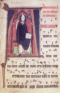Ms 241 f.1 Historisierte Initiale A, die St. Gregor darstellt, aus dem Antiphonar zur Weihe der Abteikirche von Vauclair, 1257