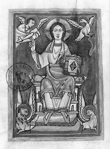 Ms 2657 fol. 1v Christus in Majestät, aus einem Benediktional