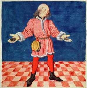 Ms. 3066 fol. 64v Der Würfelwerfer, aus Le Livre des echecs moralises, von Jacques de Cessoles