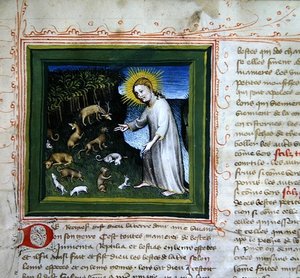Schöpfung der Tiere, aus der Bibel des Grands Augustins von French School