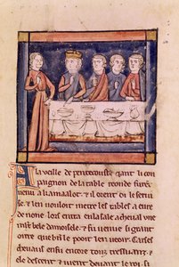 Ms 3347 fol.214 Am Vorabend von Pfingsten..., aus Livre de Messire Lancelot du Lac von French School