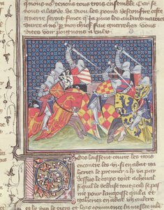 Ms 3480 Ritter im Kampf, aus dem Livre de Messire Lancelot du Lac