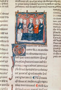 Ms 372 fol.243 Die Heirat eines Witwers, aus Decrets de Gratien von French School