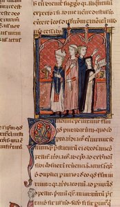 Ms 372 fol.59v Eine Nonne legt ihr Gelübde ab und eine Messe wird von einem Bischof gehalten, aus Decrets de Gratien von French School