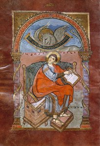 Ms 4 fol.101v St. Lukas, aus dem Evangelium von St. Riquier, ca. 800