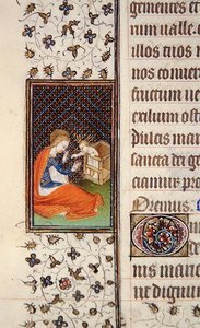 Ms 62, f.205v: Jungfrau und Kind, (Detail) aus einem französischen Stundenbuch, ca. 1445-50 von French School