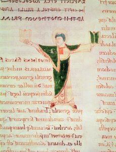Ms 67 fol.188 Historisierte Buchstabe T aus dem Kommentar zu den Briefen des Paulus von French School