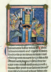 Ms 702 fol.295 Die Einnahme von Le Mans durch Philippe-Auguste (1165-1223) im Jahr 1189