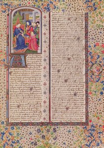 Ms 927 Fol.186 Präsentation der Politik an den König, aus Ethik, Politik und Ökonomie von Aristoteles (384-322 v. Chr.)