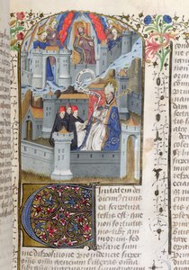 Ms Lat 592 f.127 Jerusalem und Babylon, aus La Cite de Dieu von St. Augustinus