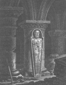 Mumie von Heinrich IV., König von Frankreich, exhumiert von den Revolutionären, in der Basilika Saint-Denis, 14.-25. Oktober 1793