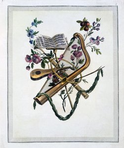 Musikinstrumente, aus einem Buch mit gravierten Platten von Oppenords Entwürfen, veröffentlicht 1745 von French School