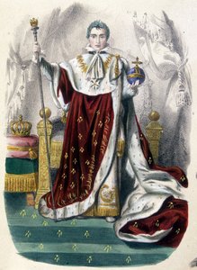 Napoleon I. im Krönungsgewand - in „Geschichte Frankreichs in Stichen“, Ende des 19. Jahrhunderts von French School