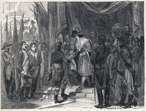 Napoleon Bonaparte (1769-1821) übergab das Abkommen von Campoformio an das Mitglied des Direktoriums am 10. Dezember 1797. Dieses Abkommen zwischen Frankreich und Österreich markiert das Ende der Ersten Koalition.