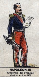 Napoleon III (1808-1873), Kaiser der Franzosen. In „Galerie der Könige und Königinnen von Frankreich und berühmter Persönlichkeiten von 1643 bis 1895“ Epinal-Bild.