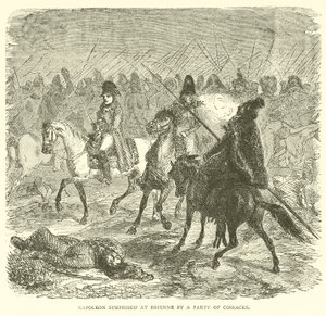 Napoleon bei Brienne von einer Gruppe Kosaken überrascht (Stich)