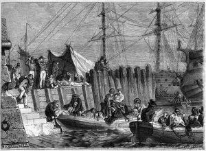 Napoleonische Kriege - Die englische Armee verlässt die Insel Walcheren 1809 - Die Engländer verlassen die Insel Walcheren in den Niederlanden 1809 - in „History of the empire following the history of the consulate“ von Adolphe Thiers - 1879 - private Samm von French School