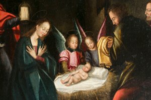 Geburt Christi. Triptychon von Aubery