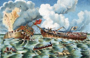 Seekampf zwischen der „Supervisante“ und der „Quebec“, 6. Okt. 1779 in der Nähe von Ouessant.