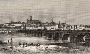 Nevers - Nièvre in der Region Burgund - Gravur in „La France illustrée: Geographie, Geschichte, statistische Verwaltung“ von V.-A. Malt-Brown. 1884