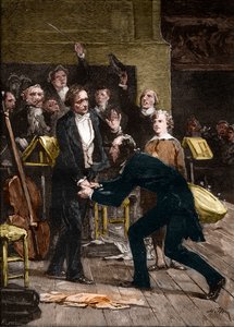Niccolo Paganini und Hector Berlioz nach einer fantastischen Aufführung einer Symphonie