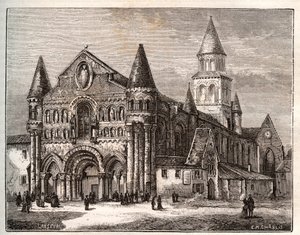 Notre-Dame von Poitiers - Gravur in „La France illustrée: Geographie, Geschichte, Verwaltung, Statistik“ von V.A. Malt-Brown. 1884