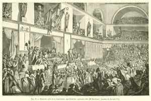 Neuer Sitzungssaal der Konvention in den Tuilerien, ehemaliger Maschinensaal, Tag des 20. Mai 1795 von French School